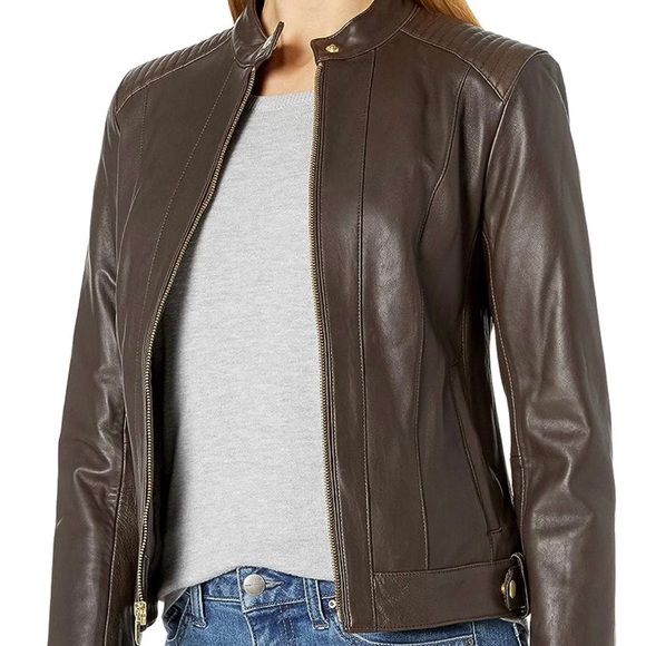 Cole Haan Lamb Skin Leather Jacket - Picture 1 of 9